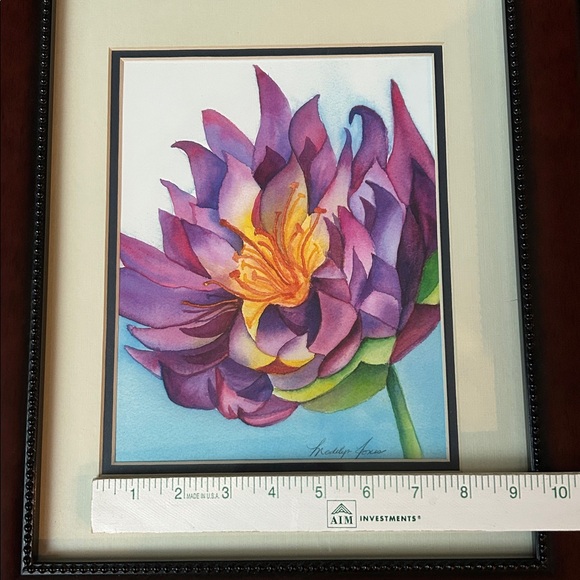 Framed Water Lily Painting